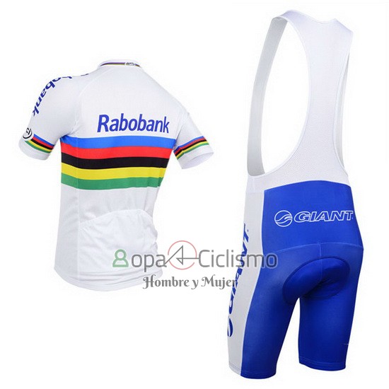 Uci Mondo Campione Lider Rabobank Ropa Ciclismo Culotte Corto 2013 Hombre Mangas Cortas Blanco